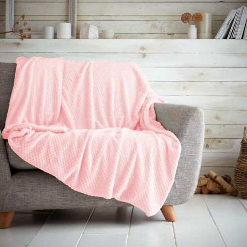 Luxury Popcorn Throw Blush Pink 200x240cm