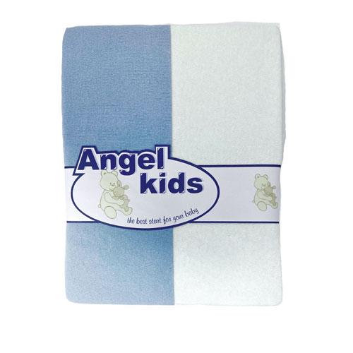 2x Moses Basket 100% Cotton Fitted Sheet Blue White Pack of 2