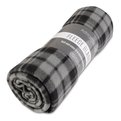 Adore Home Contemporary Design Fleece Throw Travel Car Blanket 120x150cm Grey