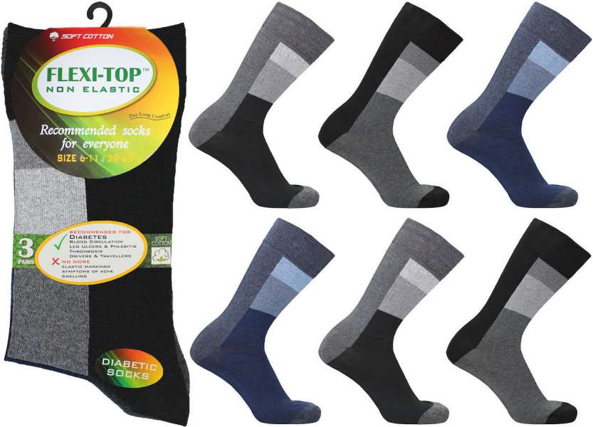 12 Pairs Men's Casual Sport Design Non Binding Loose Elasticated Soft Top Socks