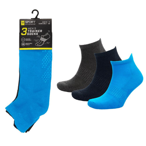 12 Pairs Mens Gripper Trainer Sports Cotton Rich Non Slip Socks UK 6-11 Assorted