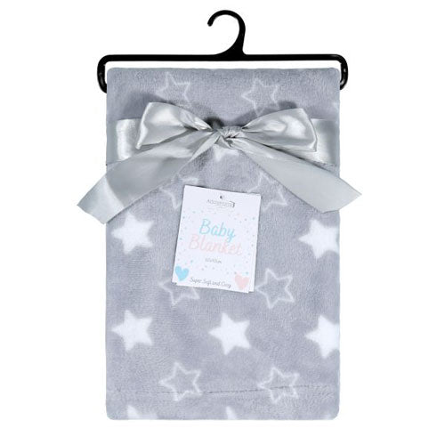 2 Packs Grey Stars Baby Fleece Blanket 60x90cm