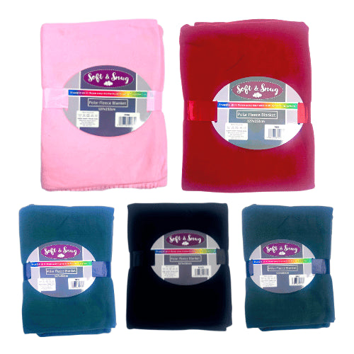 5 Packs Polar Fleece Blanket 127cm x 152cm Assorted