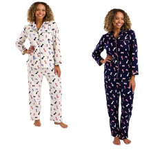 تحميل الصورة إلى عارض المعرض، Ladies Long Sleeve Playful Pooch Cosy Brushed 100% Cotton Wincyette Pyjamas
