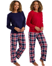 Charger l'image dans la galerie, 5 Pack Ladies Long Sleeve Checked 100% Jersey Cotton Pyjamas

