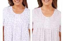 تحميل الصورة إلى عارض المعرض، Ladies Polycotton Short Sleeve Long Length Swirl Leaf Nightdress
