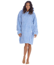 Lade das Bild in den Galerie-Viewer, Ladies Supersoft Blue Cable Sherpa Fleece Oversize Hoodie
