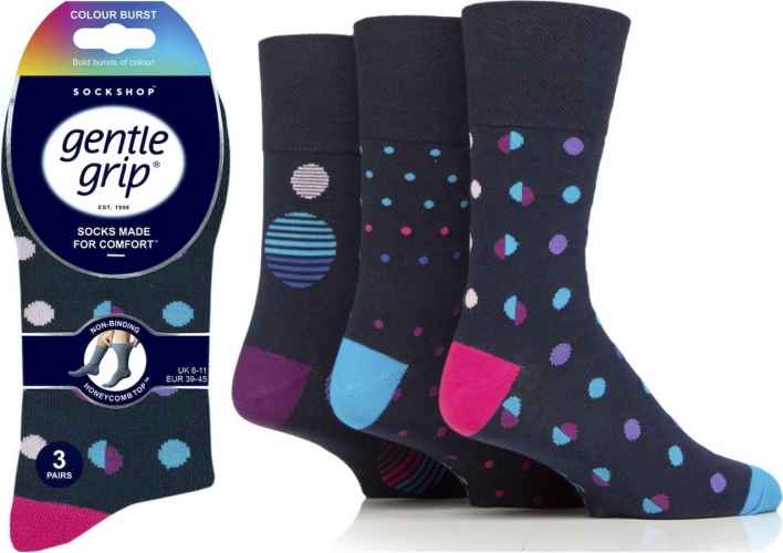 12 Pairs Men's Gentle Grip Colourburst Cotton Socks Neon Dots