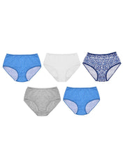 Afbeelding in Gallery-weergave laden, Anucci Ladies Womens 5 Pack Blue Mix Midi Briefs
