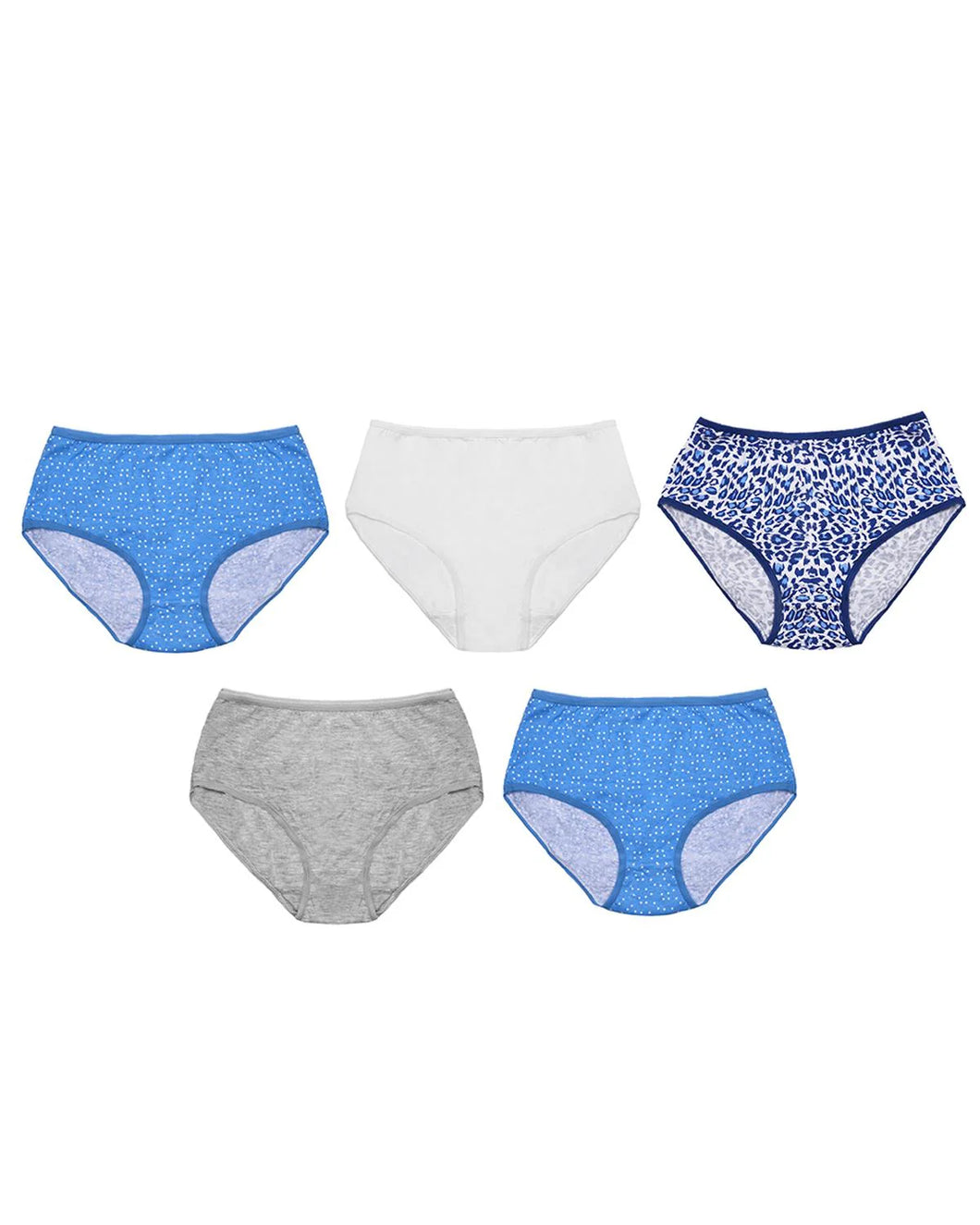 Anucci Ladies Womens 5 Pack Blue Mix Midi Briefs