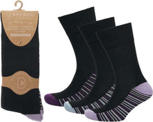 Carica l&#39;immagine nel visualizzatore di Gallery, 6 Pairs Ladies Bamboo Non Binding Comfort Soft Top Socks Heel Toe Black
