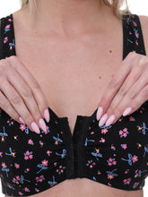تحميل الصورة إلى عارض المعرض، Gemm Front Fastening Stretch Cotton Multi Cup Bra Black Floral
