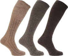 تحميل الصورة إلى عارض المعرض، 3 Pairs Men&#39;s Long Hose Lambswool Blend Socks Black
