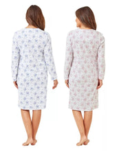 Carica l&#39;immagine nel visualizzatore di Gallery, Ladies 100% Cotton Champagne Floral 40&quot; Long Sleeve Nightdress
