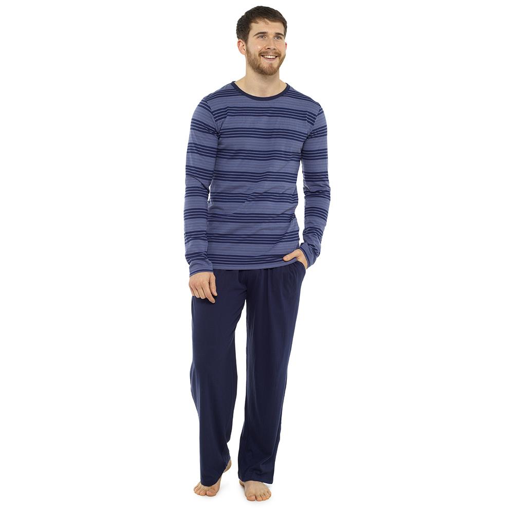 Men's Jersey Striped Long Sleeve Top Pyjama Set