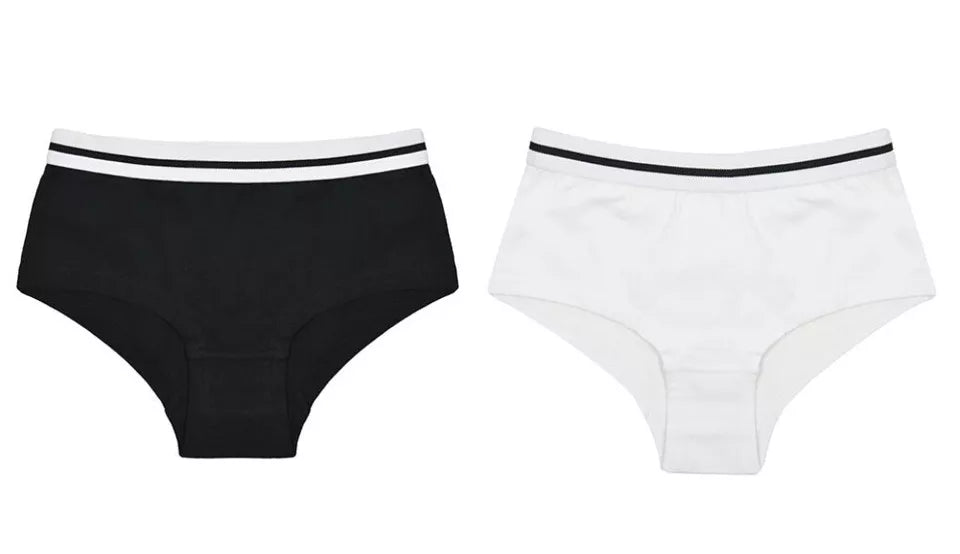 Tom Frank Girls Black & White Short Briefs 2 Pack