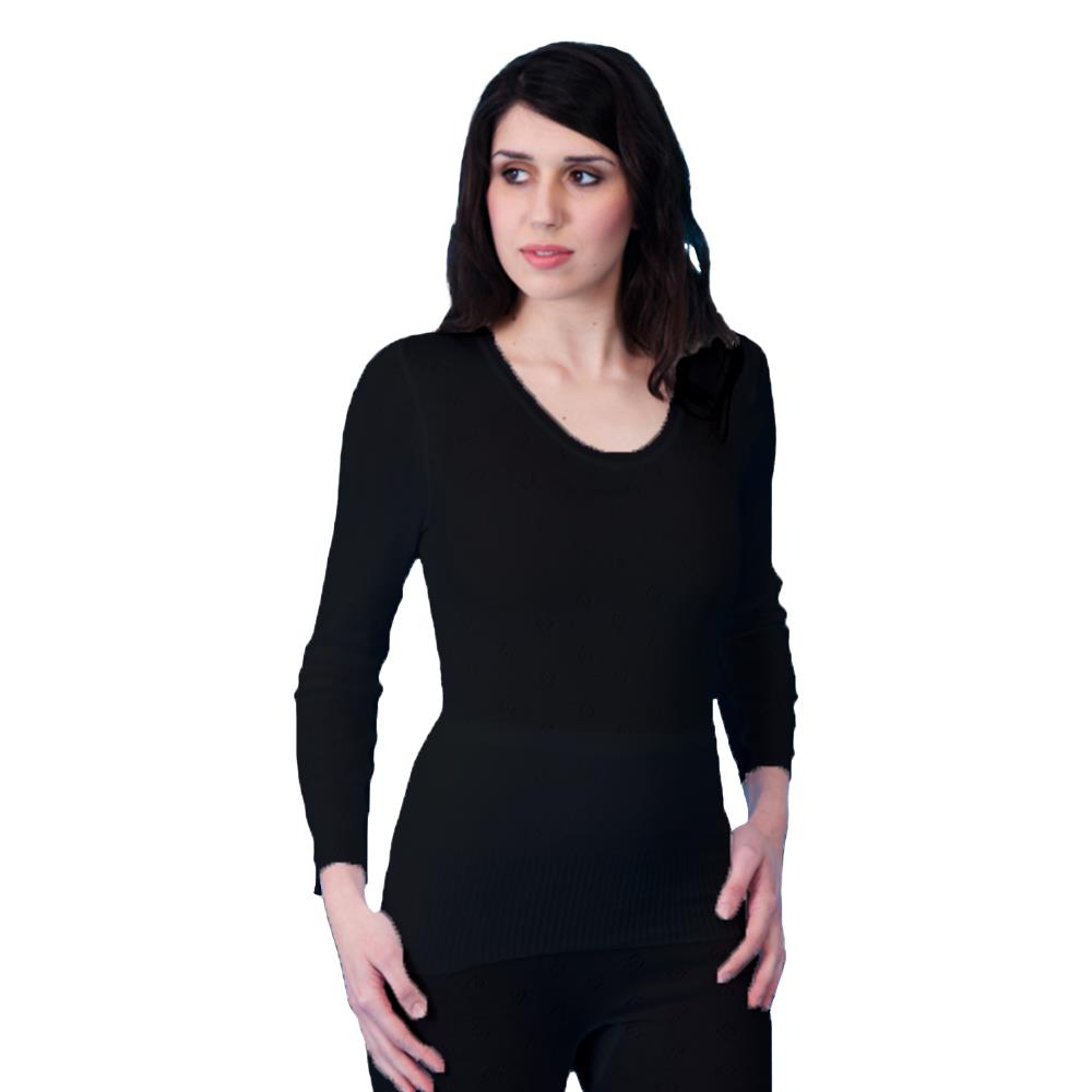 Ladies Snowdrop Thermal Long Sleeve Spencer Underwear Vest Black