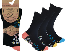 Lade das Bild in den Galerie-Viewer, Panda Stick Ladies Bamboo Blend Comfort Soft Ankle Socks Floral Heel Toe
