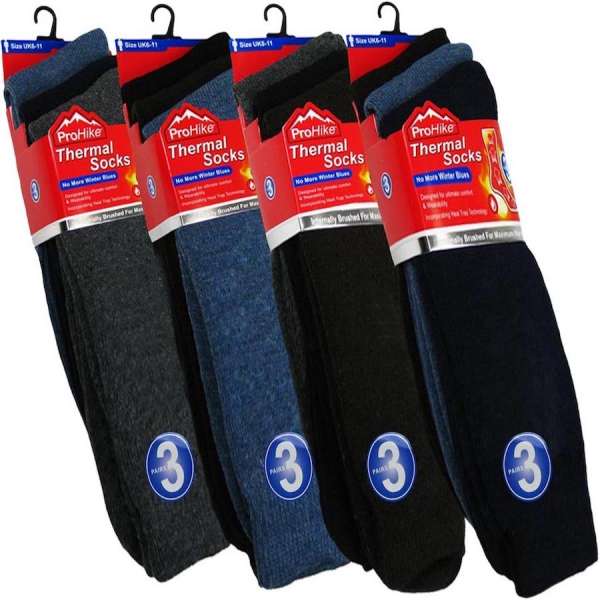 3 Pairs Men's Long Hose Thick Brushed Insulated Maximum Warmth Thermal Socks Assorted