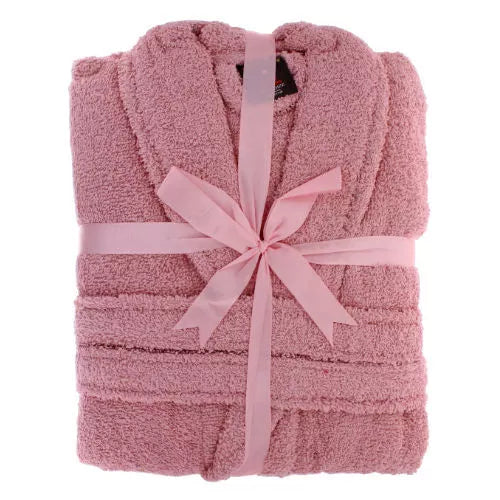 Unisex Terry Towelling Bath Robe One Size Pink