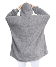 Charger l&#39;image dans la galerie, Oversized Super Soft Teddy Fleece Hoodie Blanket Grey
