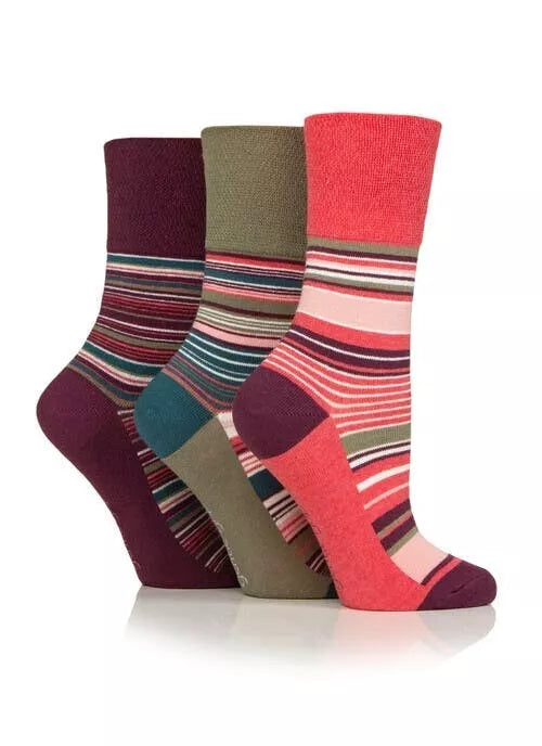 6 Pairs Ladies Gentle Grip Cotton Rich Non Binding Honeycomb Loose Top Socks 4-8 Wilderness