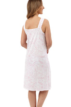 Load image into Gallery viewer, Ladies Marlon Jersey Polycotton Sleeveless Wide Strap 40" Linear Floral White Ground Nightdress
