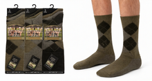 Afbeelding in Gallery-weergave laden, 12 Pairs Mens Luxury Alpaca Blend Traditional Argyle Brown Socks
