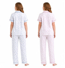Charger l'image dans la galerie, 9 Pack Ladies Moonlit Tulip Cotton Jersey Short Sleeve Button Through Pyjamas
