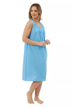 Load image into Gallery viewer, Ladies Marlon 100% Cotton 40" Dobby Spot Sleeveless Wide Strap Woven Nightdress
