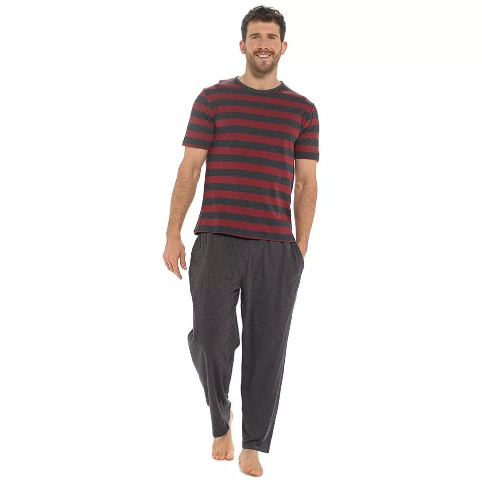 Men's Jersey Striped Long Sleeve Top Pyjama Set