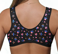 تحميل الصورة إلى عارض المعرض، Gemm Black Floral Pull On Stretch Cotton Cup Bra Black
