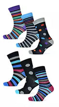 Load image into Gallery viewer, Mens 6 Pairs Stripe Spot Design Socks by Tom Franks
