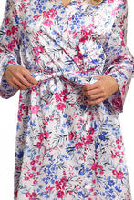 Load image into Gallery viewer, Ladies Vibrant Floral Silky Satin Wrap Gown
