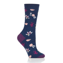 Lade das Bild in den Galerie-Viewer, 6 Pairs Ladies Indigo Floral 1.0 TOG Ultra Lite Brushed Thermal Socks
