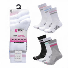 تحميل الصورة إلى عارض المعرض، 12 Pairs Ladies Half Terry Cushioned Sport Socks
