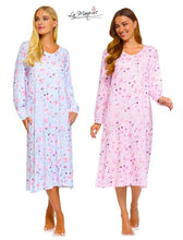 Afbeelding in Gallery-weergave laden, 8 Pack Ladies Floral Reflections V Neck Jersey Stretch Long Sleeve Nightdress
