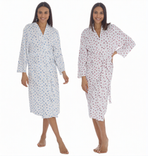 Load image into Gallery viewer, Ladies 100% Soft Jersey Cotton Floral Wrap Gown Kimono
