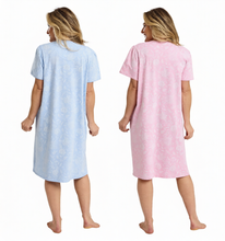 Load image into Gallery viewer, Ladies 100% Cotton Jersey 40" Petite Dotty Floral Short Sleeve Nightdress
