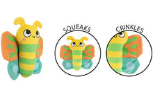 تحميل الصورة إلى عارض المعرض، 12 Pack Squeaky Crinkle Plush Flying Insect Puppy Toy 21cm Assorted
