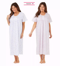 تحميل الصورة إلى عارض المعرض، Ladies Polycotton Short Sleeve Long Length Swirl Leaf Nightdress

