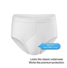 Load image into Gallery viewer, Mens Y Fronts Cotton Incontinence Pants Built in Waterproof Pad White
