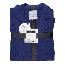 Afbeelding in Gallery-weergave laden, 6 Pack Ladies Navy Knitted Jaquard Traditional Button Short Sleeve Pyjama Set
