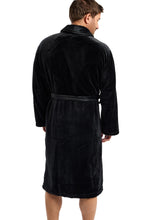 Carica l'immagine nel visualizzatore di Gallery, Mens Black Cosy Sherpa Fleece Shawl Collar Robe Gown
