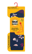 Lade das Bild in den Galerie-Viewer, 6 Pairs Ladies Indigo Floral 1.0 TOG Ultra Lite Brushed Thermal Socks
