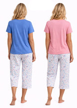 تحميل الصورة إلى عارض المعرض، Ladies Coastal Beach 100% Cotton Jersey Cropped Leg Pyjamas
