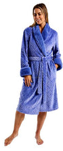تحميل الصورة إلى عارض المعرض، Ladies Embossed Soft Feel Faux Fur Trim Cosy Fleece Shawl Collar Robe

