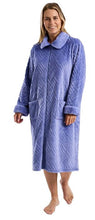 تحميل الصورة إلى عارض المعرض، Ladies Embossed Soft Feel Faux Fur Trim Cosy Fleece Zip Gown
