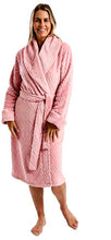 تحميل الصورة إلى عارض المعرض، Ladies Embossed Soft Feel Faux Fur Trim Cosy Fleece Shawl Collar Robe
