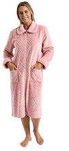 تحميل الصورة إلى عارض المعرض، Ladies Embossed Soft Feel Faux Fur Trim Cosy Fleece Zip Gown
